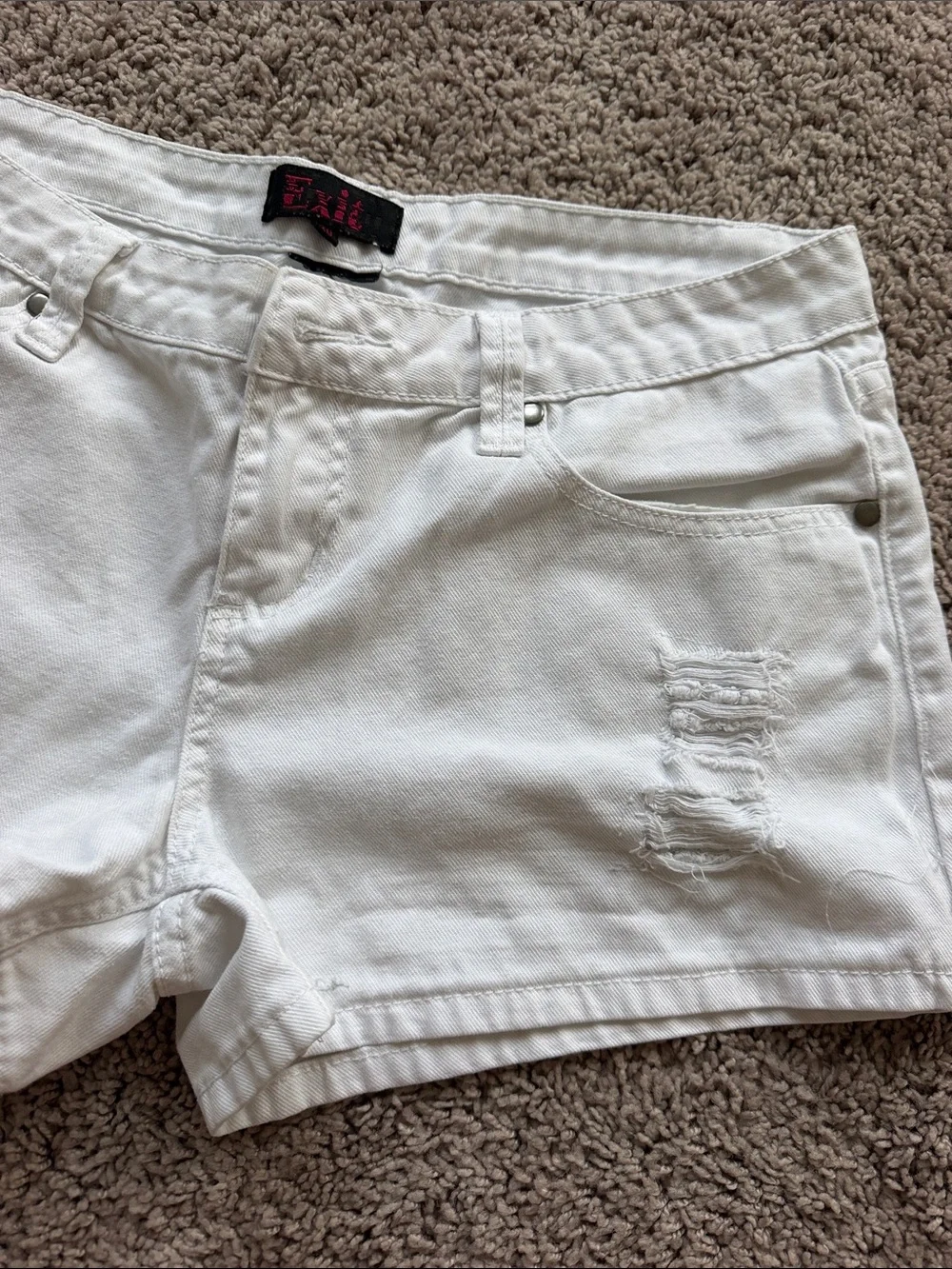 White Women's Distressed Denim Jean Shorts